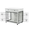 Dog Crate Furniture, Wooden Dog Crate End Table, 38.4 Inch Dog Kennel with 2 Drawers Storage, Heavy Duty Dog Crate, Decorative Pet Crate Dog Cage for