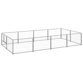 Dog Kennel Silver 86.1 ft¬≤ Steel (Color: Silver)