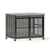 Furniture dog crate sliding iron door dog crate with mat. (Rustic Brown,43.7''W x 30''D x 33.7''H).